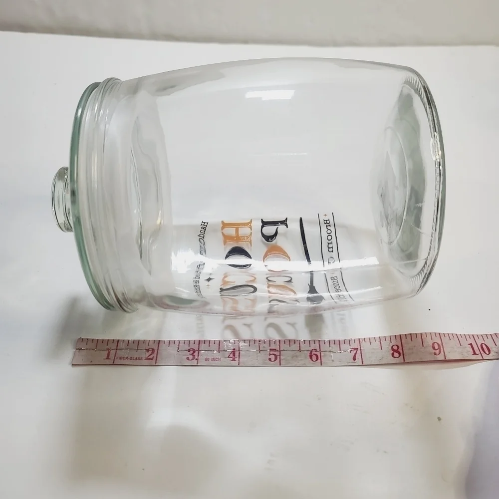 Halloween Hocus Pocus Broom Co. Clear Glass Canister Large